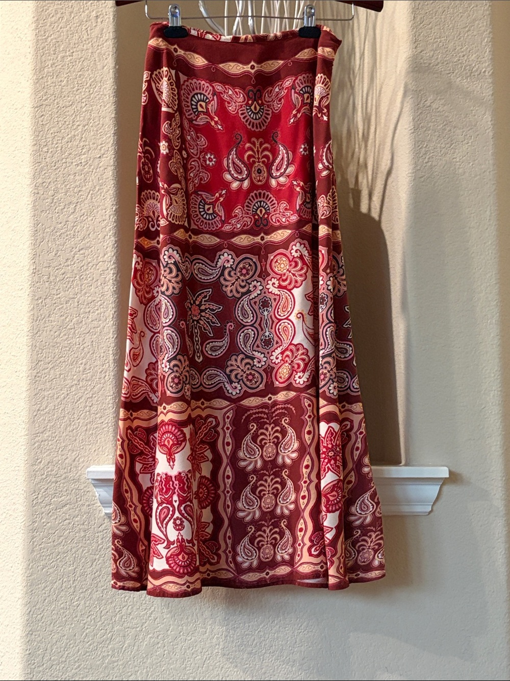 Farm Rio Red Paisley Bohemian Maxi Skirt Size S - Picture 2 of 7